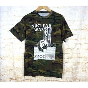 Hungry Ghost Press Camo Mens T-Shirt Size M Graphic Nuclear Waste Rebel Anti Gov